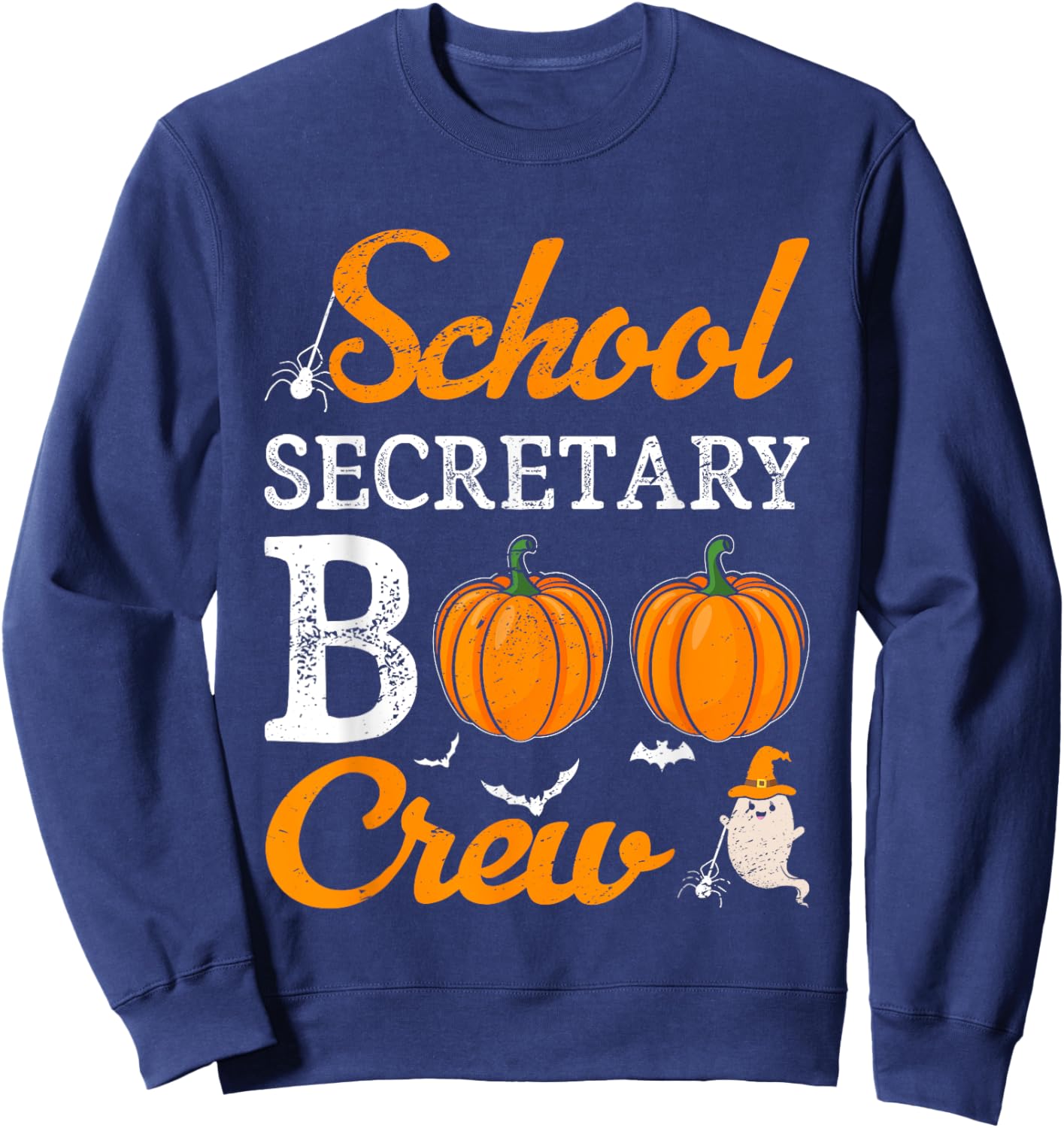 School Secretary Boo Crew Halloween School Office Squad Sweatshirt - Sweatshirt | Navy