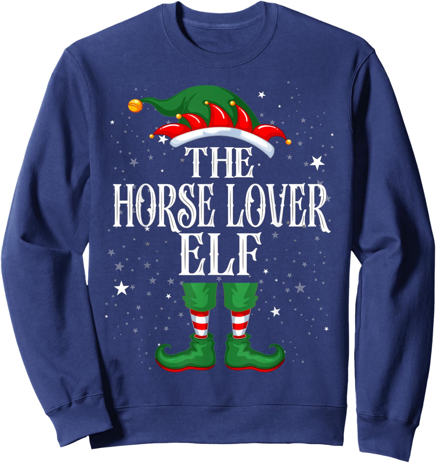 Christmas Elf Matching Family Group Funny Horse Lover Elf Sweatshirt - Sweatshirt | Navy
