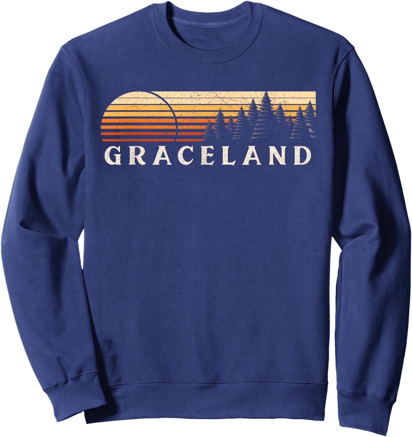 Graceland, MD Vintage Evergreen Sunset Eighties Retro Sweatshirt - Sweatshirt | Navy