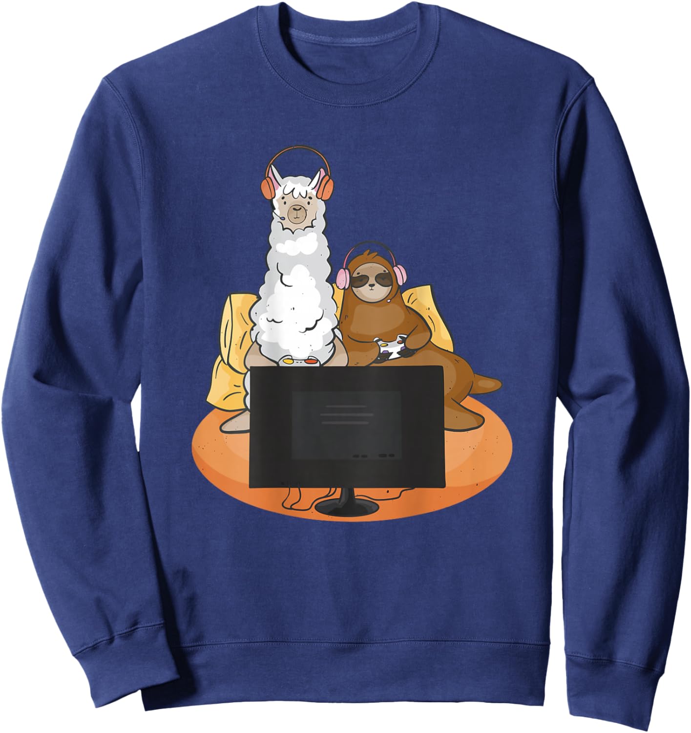 Fun sloth and llama playing Sweatshirt - Sweatshirt | Navy