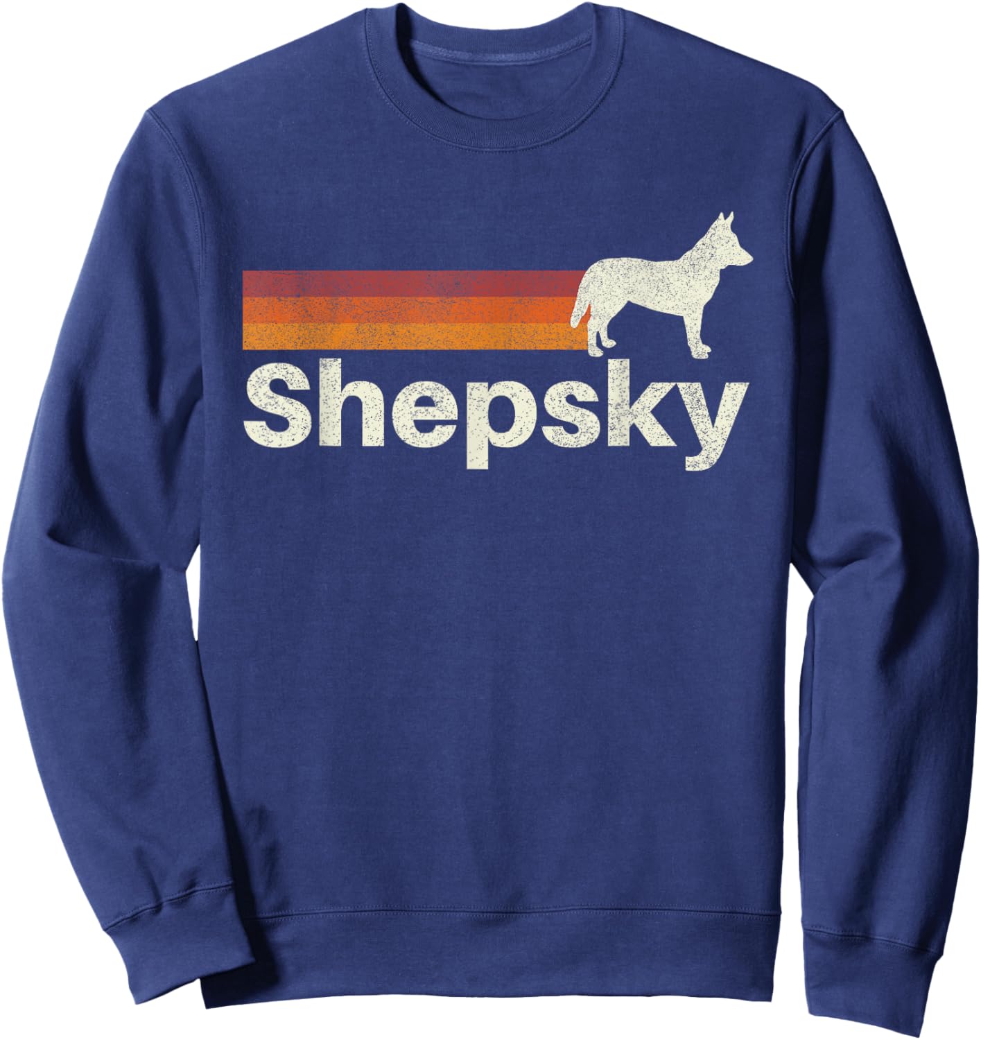 Vintage Shepsky Retro Mom Dad Dog Men Women Girls Kids Sweatshirt - Sweatshirt | Navy