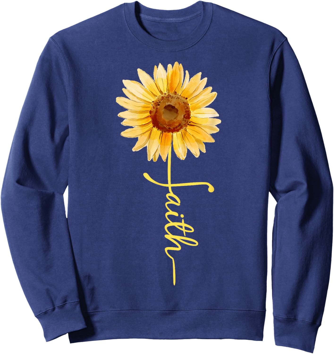 Christian Sunflower Faith butterfly Graphic women's Sweatshirt - Sweatshirt | Navy