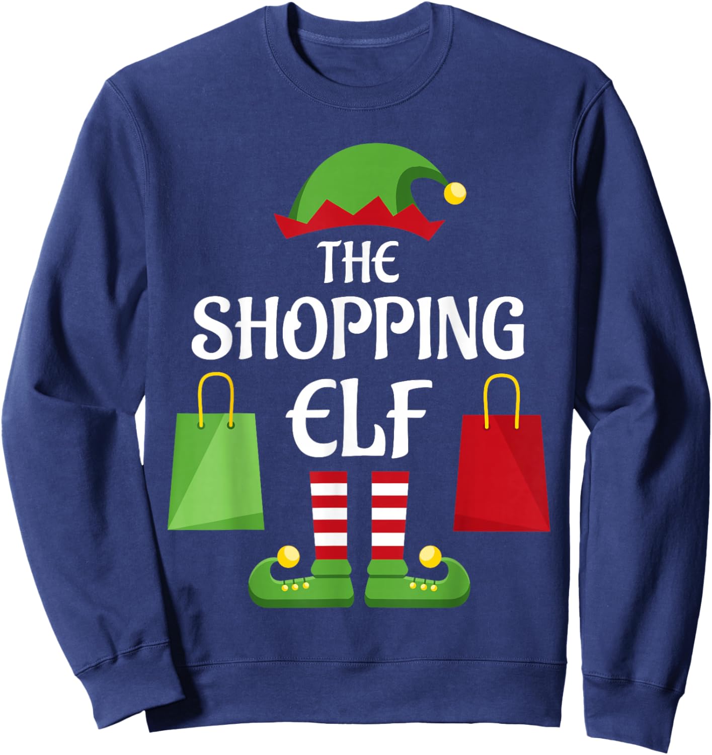 Shopping Elf Family Matching Group Christmas Shopper Sweatshirt - Sweatshirt | Navy