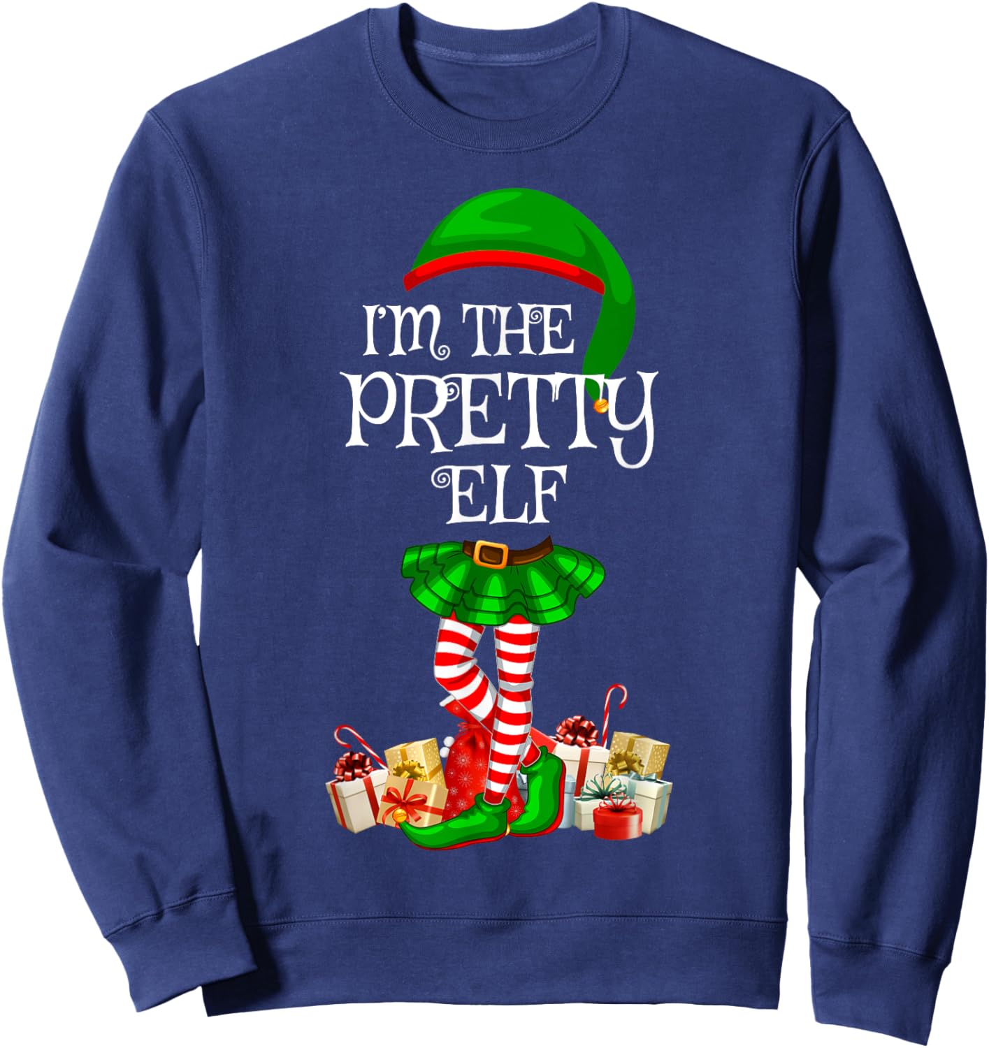 Matching Family Group I'm The Pretty Elf Christmas Sweatshirt - Sweatshirt | Navy
