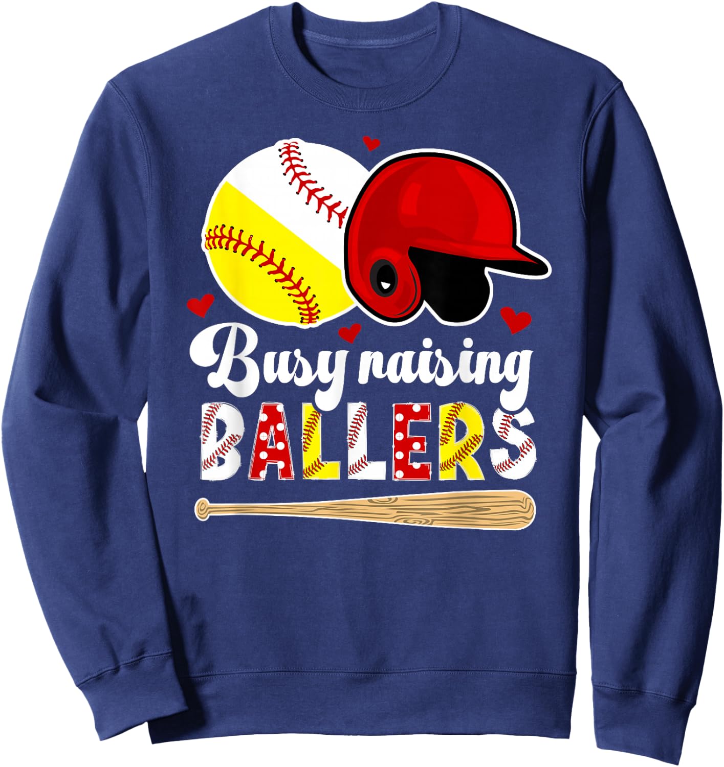 Busy Raising Ballers Baseball Softball Mom Sweatshirt - Sweatshirt | Navy