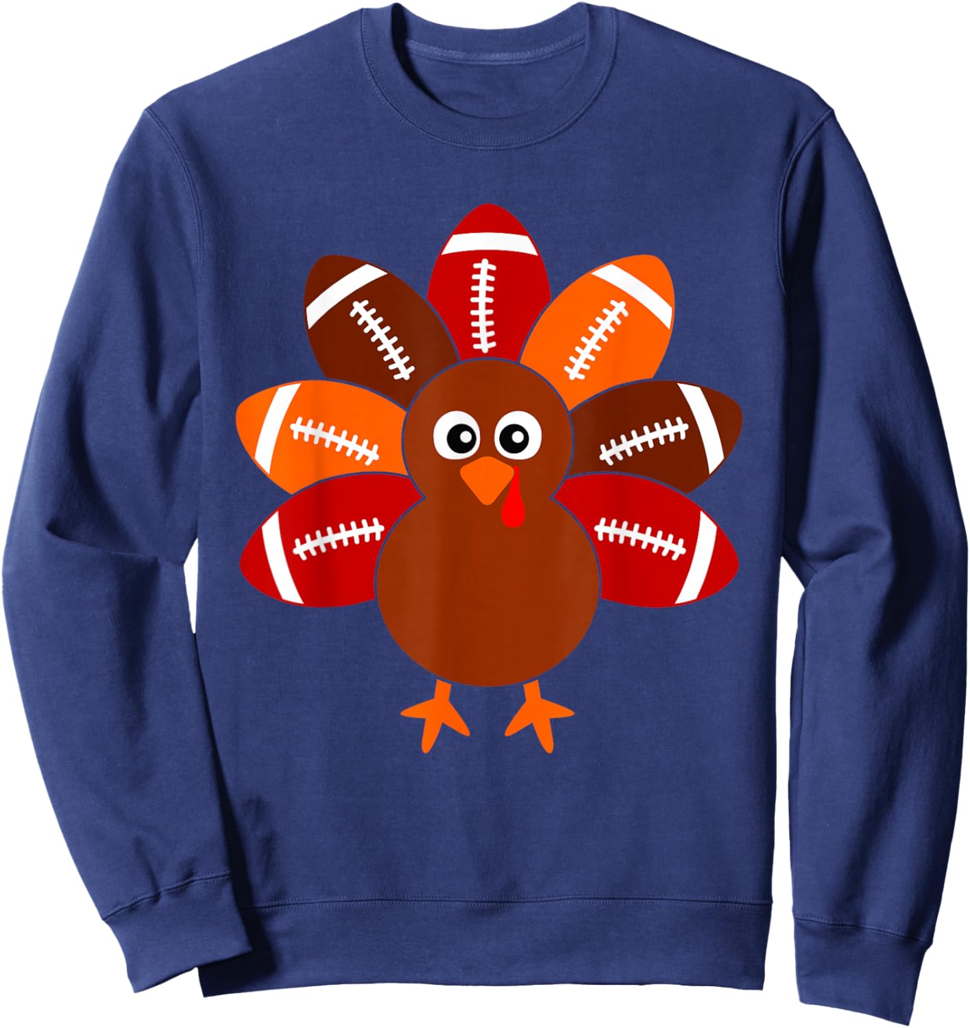 Thanksgiving Shirts for Kids Boys Turkey Ball Men Women Sweatshirt - Sweatshirt | Navy