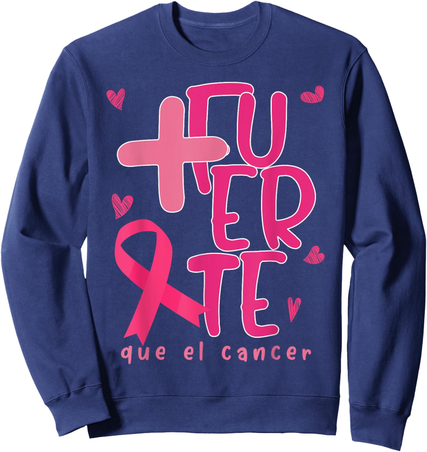 Cute Breast Cancer Support Espanol We Wear Pink Spanish Sweatshirt - Sweatshirt | Navy