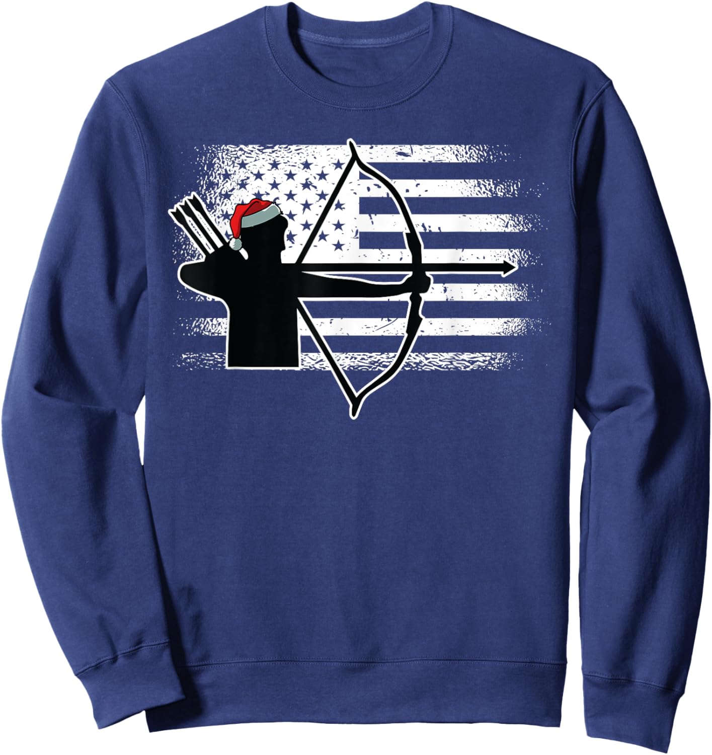 Archery American Flag Christmas Bow Hunting X-Mas Hunter Kids Men Sweatshirt - Sweatshirt | Navy