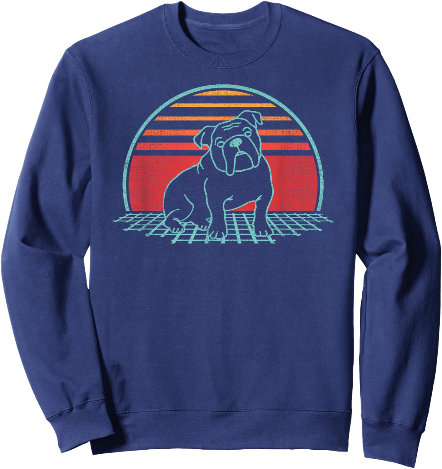 English Bulldog Lover Dog Owner Retro Vintage 80s Style Sweatshirt - Sweatshirt | Navy