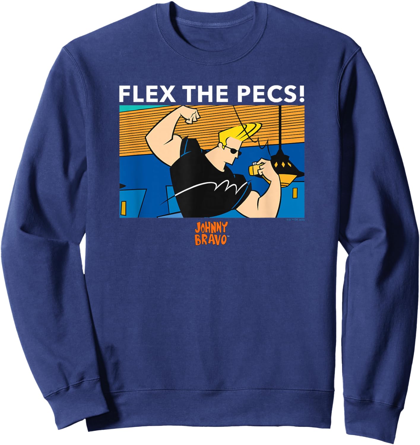 Johnny Bravo Flex The Pecs! Johnny Bravo Poster Sweatshirt - Sweatshirt | Navy