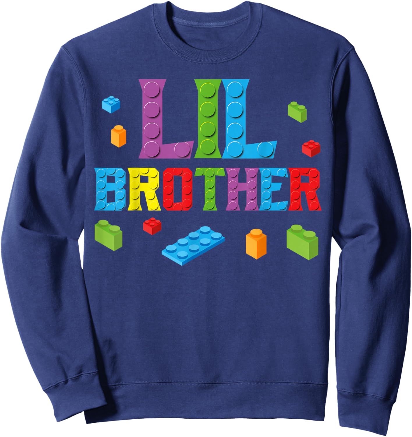 Lil Brother Master Builder Building Bricks Blocks Family Set Sweatshirt - Sweatshirt | Navy