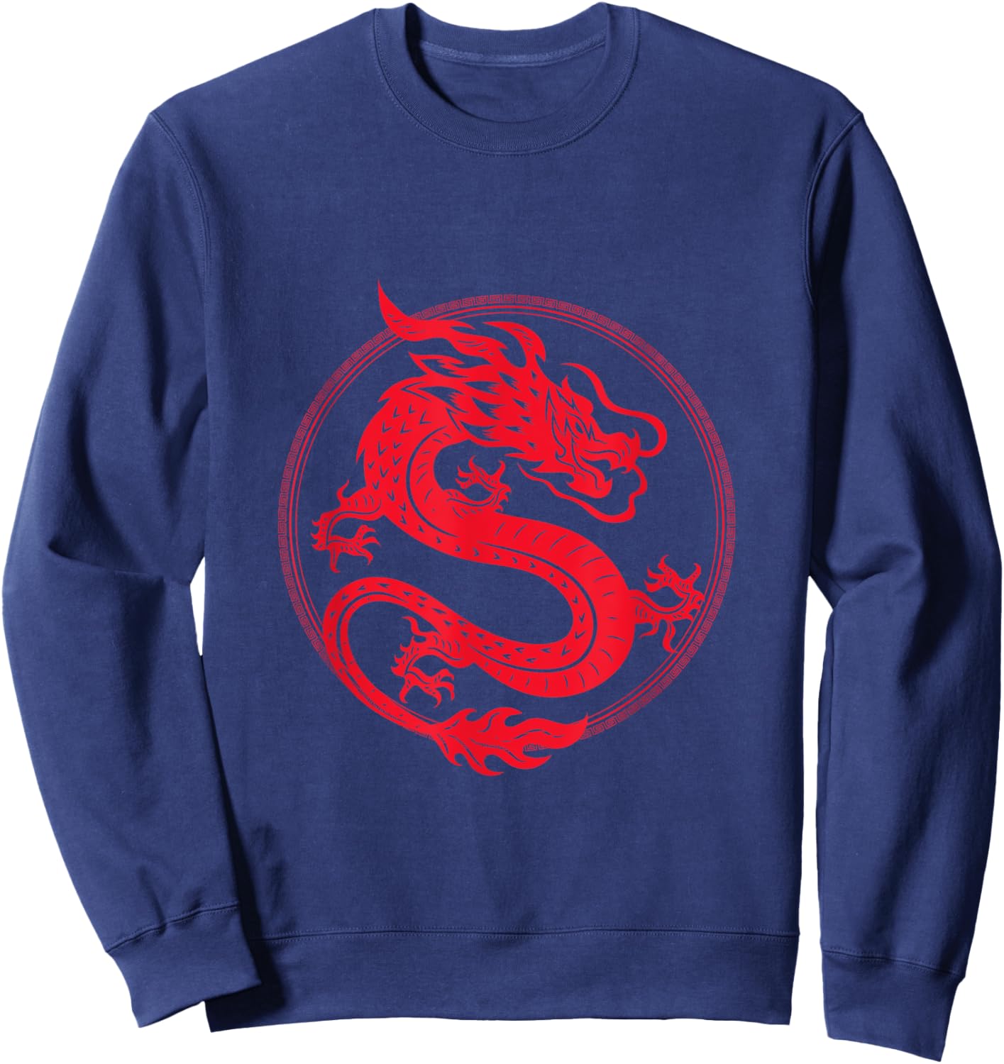 Asian japanese chinese lucky red dragon tattoo logo on black Sweatshirt - Sweatshirt | Navy