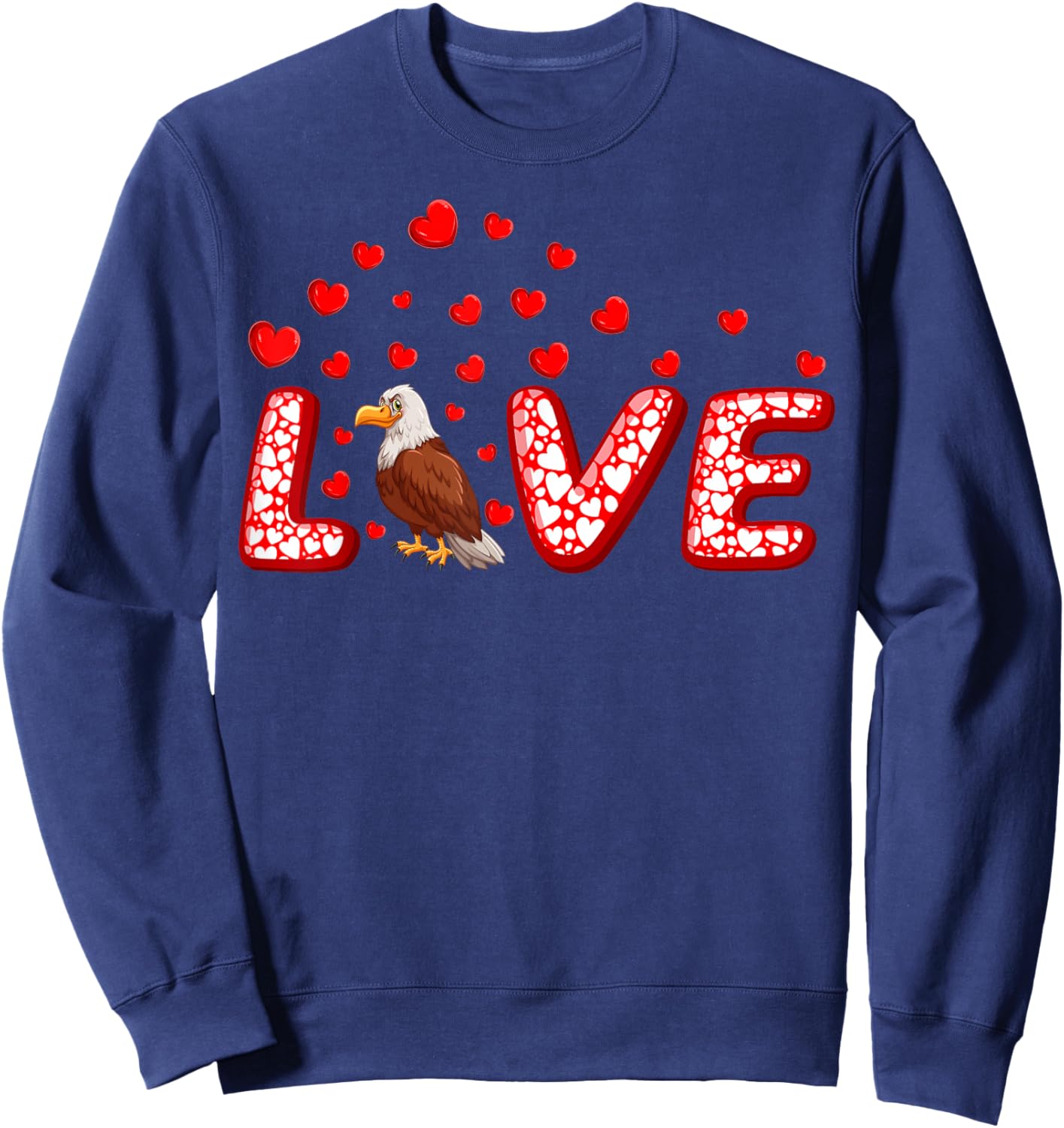 Eagle Bird Lover Funny Hearts Love Eagle Valentine's Day Sweatshirt - Sweatshirt | Navy