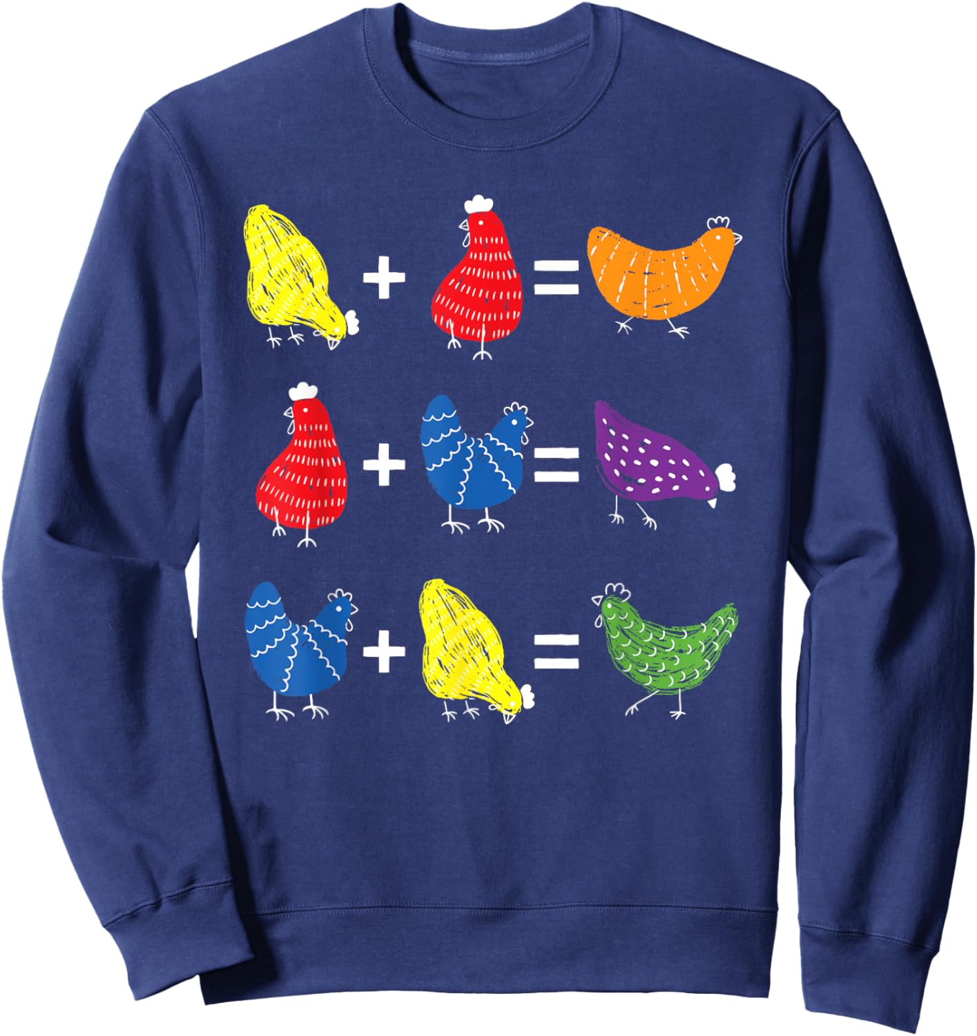 Chicken Themed Color Theory Educational Art Teacher Artist Sweatshirt - Sweatshirt | Navy
