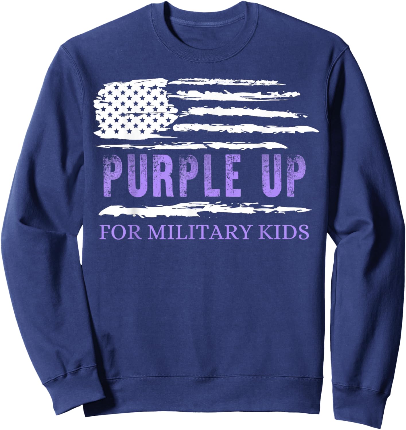 Purple Up Day Military Kids US Flag Sweatshirt - Sweatshirt | Navy