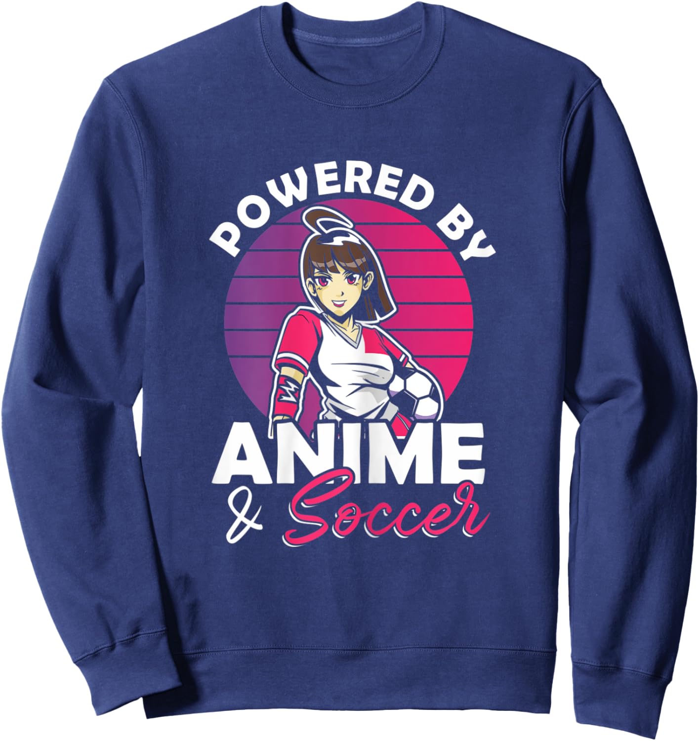 Powered by Anime & Soccer Anime Girl Sweatshirt - Sweatshirt | Navy