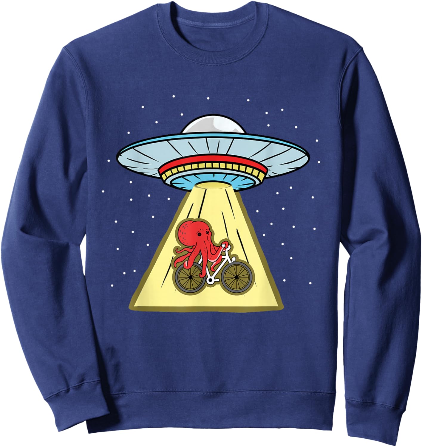 Octopus Riding Bike Ufo Abduction Sweatshirt - Sweatshirt | Navy
