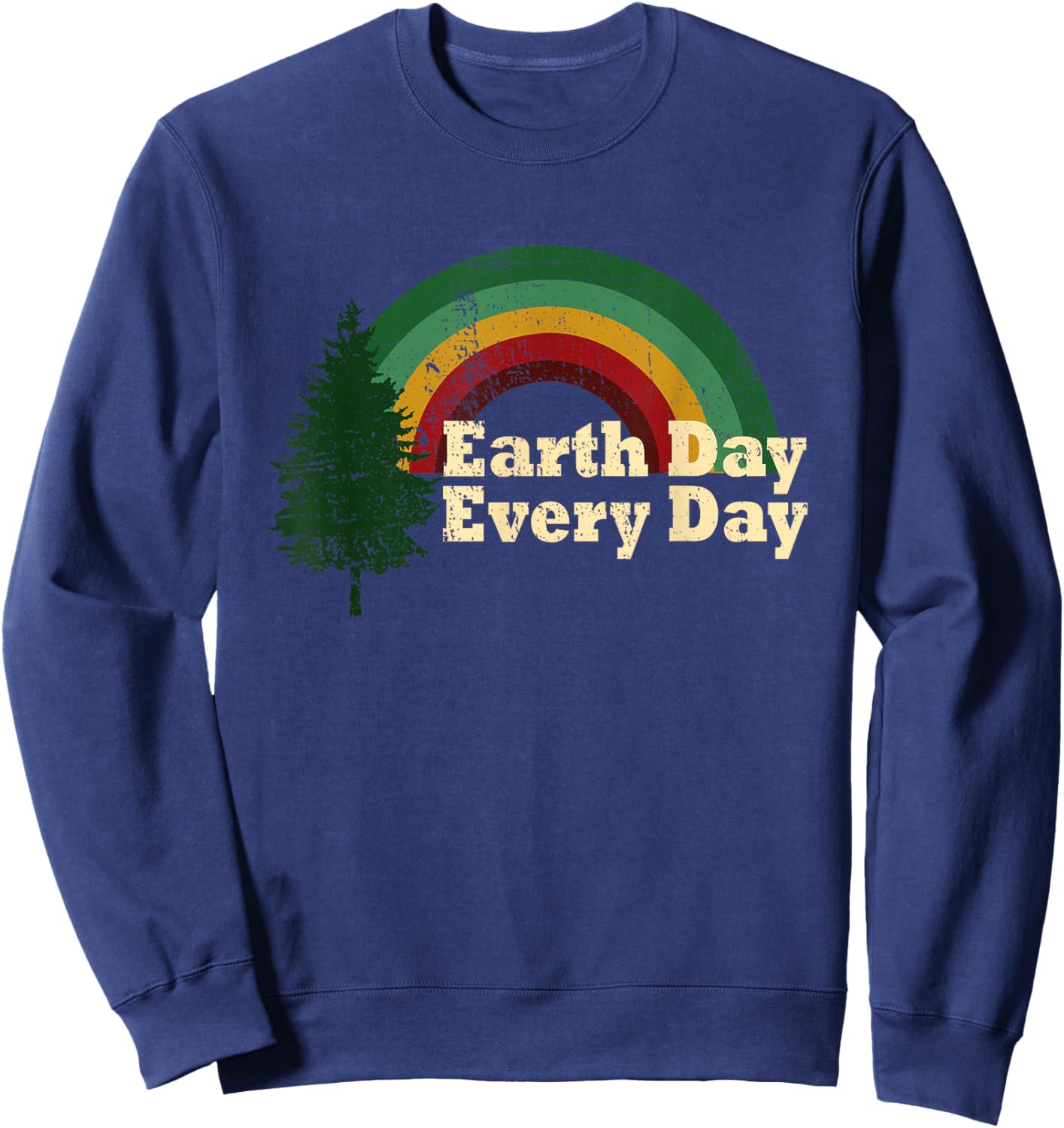 Earth Day Everyday Rainbow Pine Tree Sweatshirt - Sweatshirt | Navy