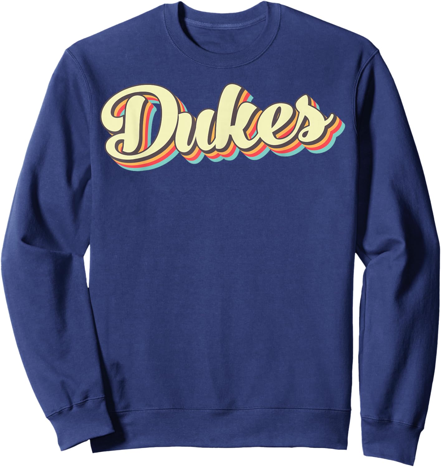 Dukes Retro Art Baseball Font Vintage Sweatshirt - Sweatshirt | Navy