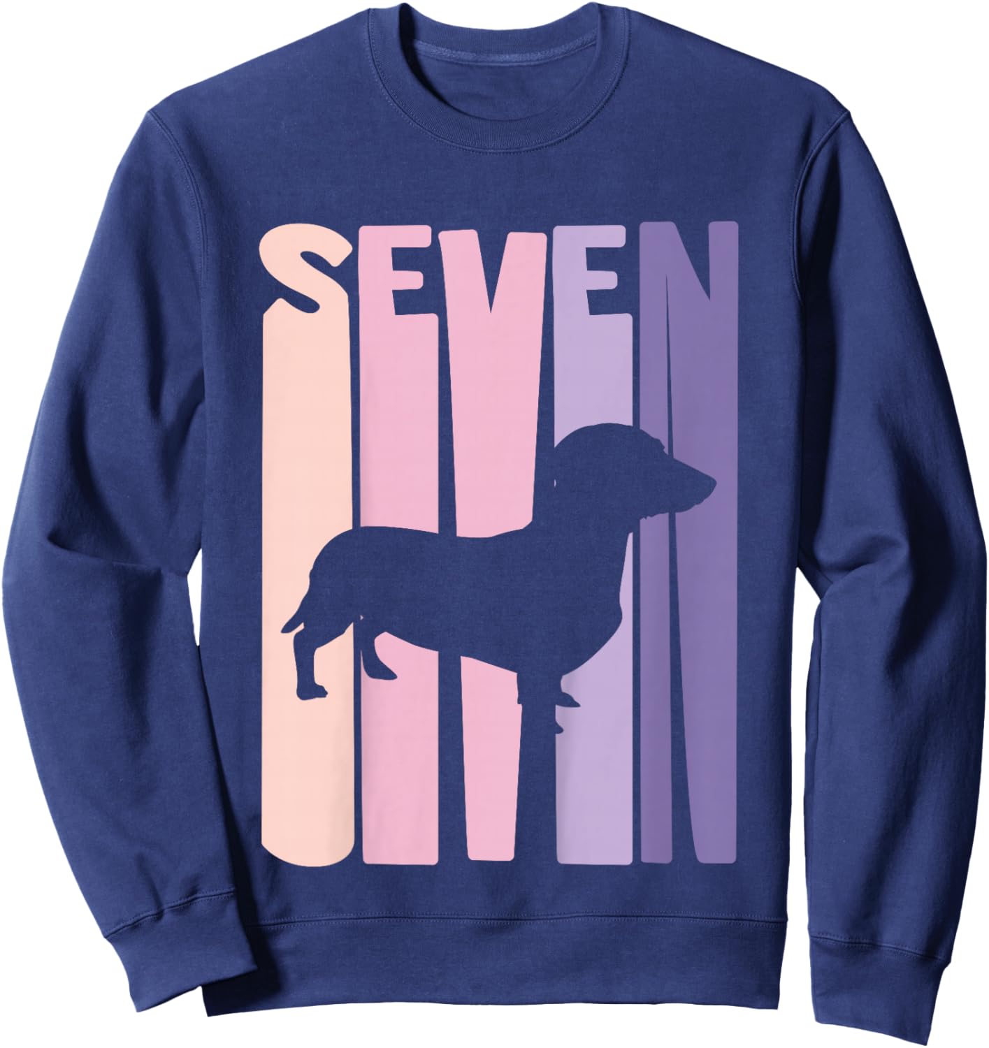 Kids 7 Year Old German Dachshund Lover Birthday Girl Sweatshirt - Sweatshirt | Navy