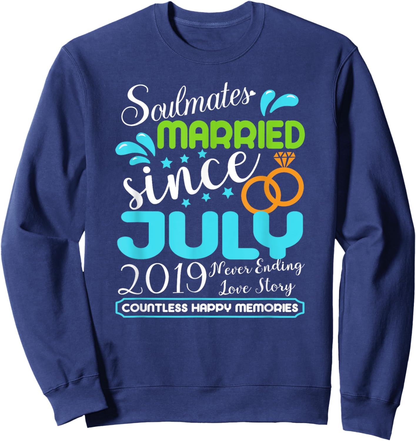 Married Since July 2019, 6th Wedding Anniversary Sweatshirt - Sweatshirt | Navy