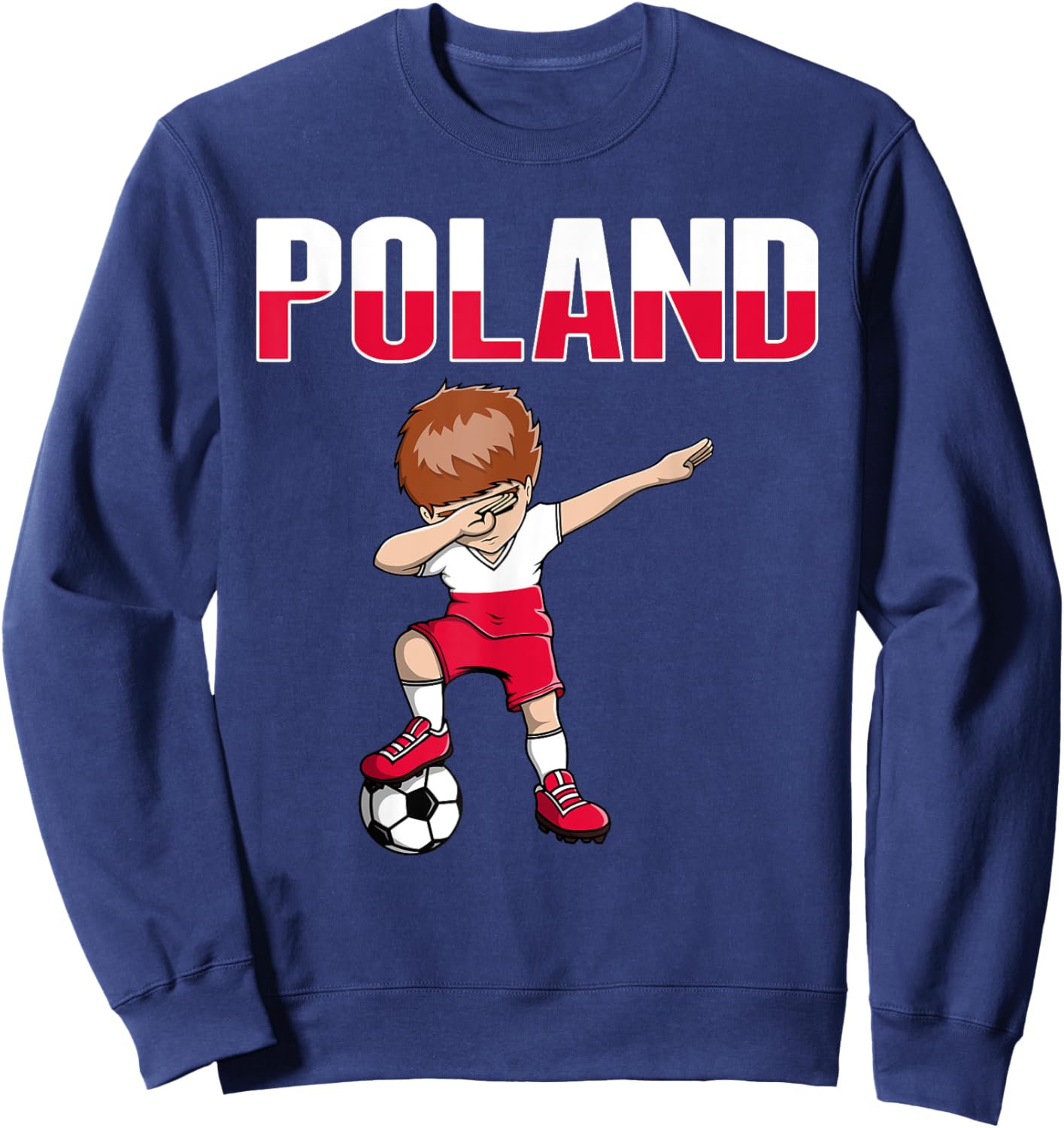 Dabbing Soccer Boy Poland Soccer Fans Jersey Polish Football Sweatshirt - Sweatshirt | Navy