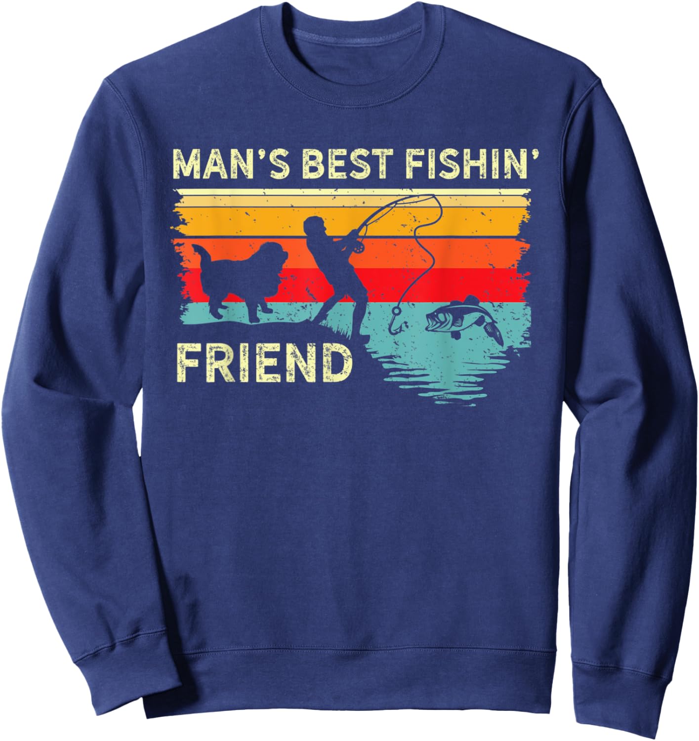 Bernese Mountain Dog Fishing Buddy Dog Best Friend Fisherman Sweatshirt - Sweatshirt | Navy
