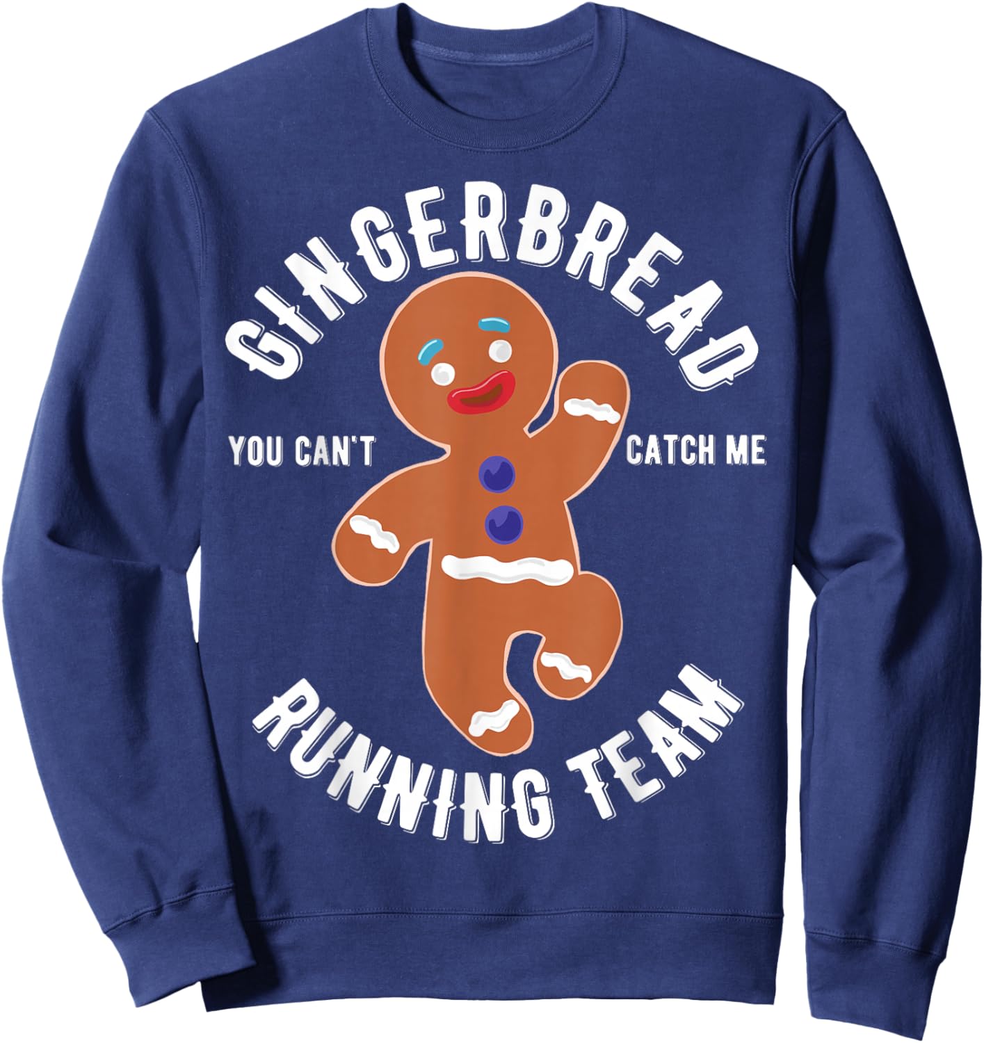 Miftees Christmas Gingerbread Running Team Adult Black Short Sleeve Classic Fit Sweatshirt - Sweatshirt | Navy
