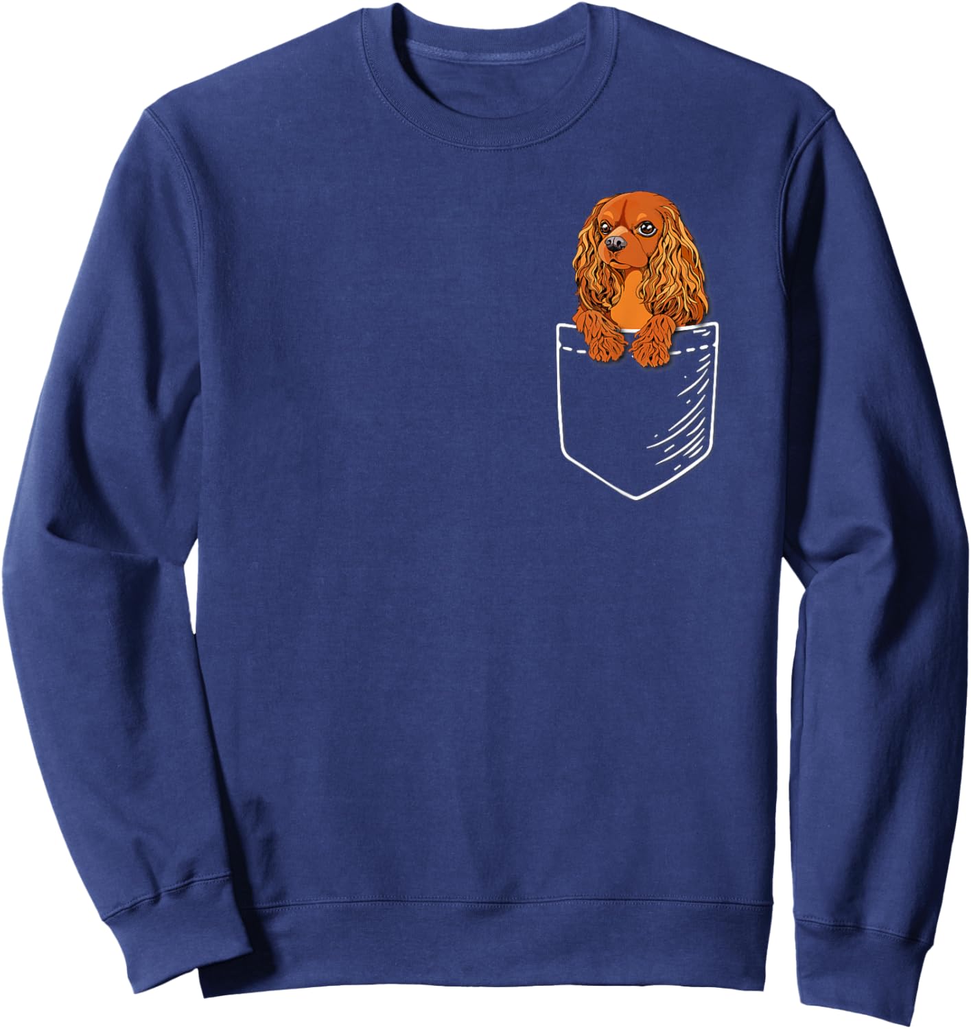 Funny Pocket Ruby Cavalier King Charles Spaniel Dog Lover Sweatshirt - Sweatshirt | Navy