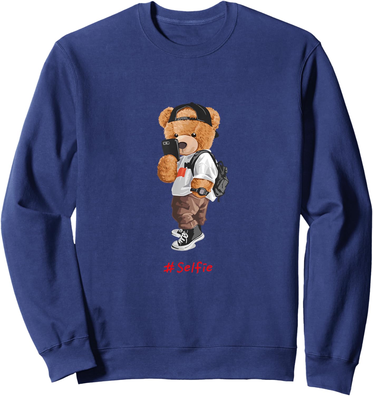 Men's Women's Kids Teddy Bear Graphic Cool Designs Funny Small Sweatshirt - Sweatshirt | Navy