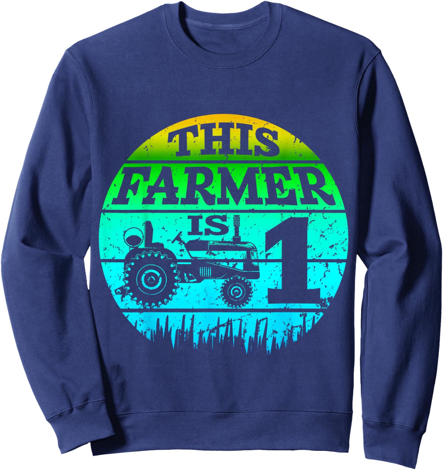 1st Birthday Farmer 1 Year Old Farm Truck Tractor Party Sweatshirt - Sweatshirt | Navy