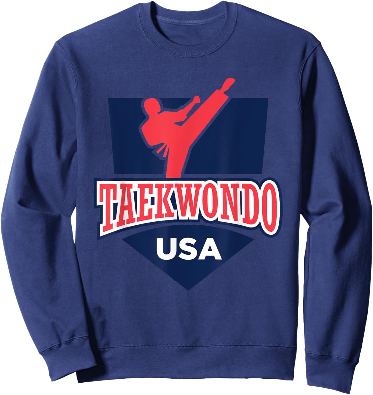 Taekwondo USA Support the Team Shirt USA Flag Fighting Women Kids Men Sweatshirt - Sweatshirt | Navy