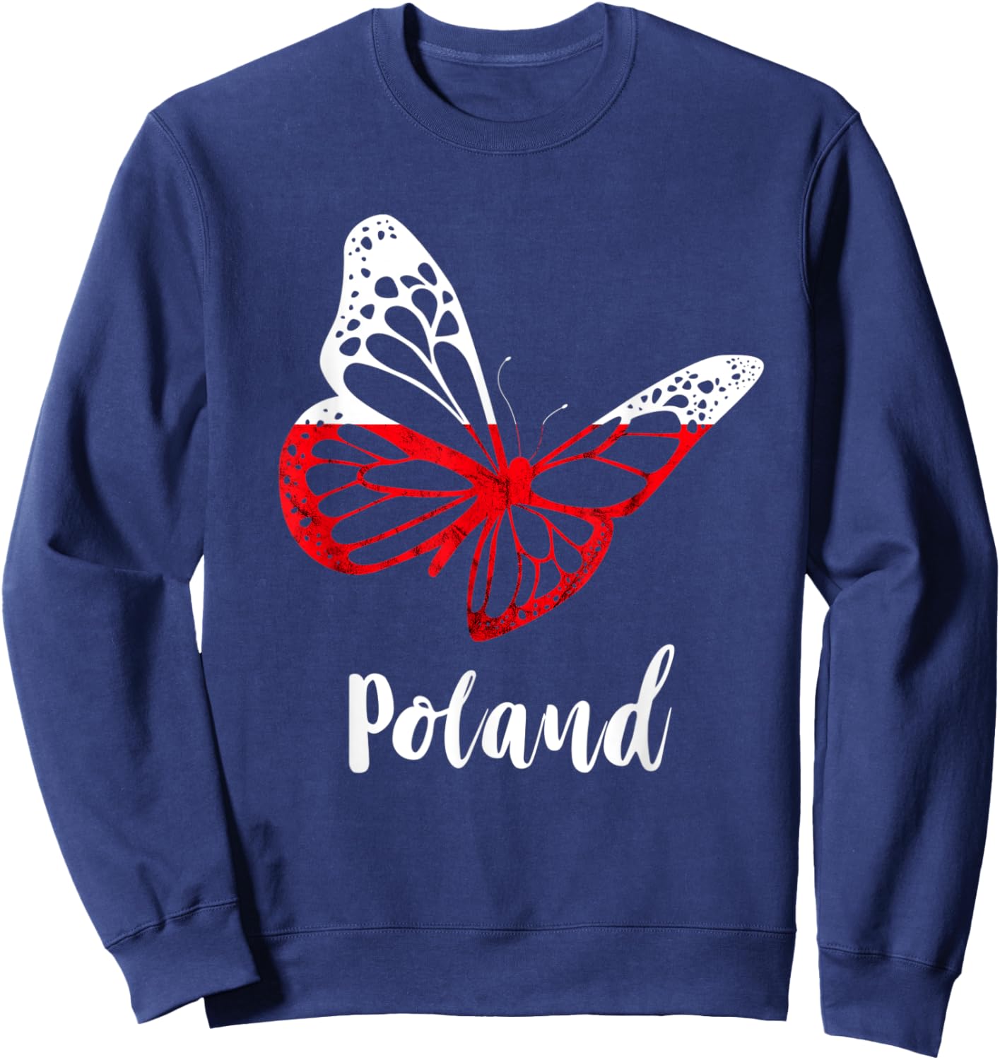 Poland Flag Butterfly Wing Polish Roots Polish Pride Poland Sweatshirt - Sweatshirt | Navy