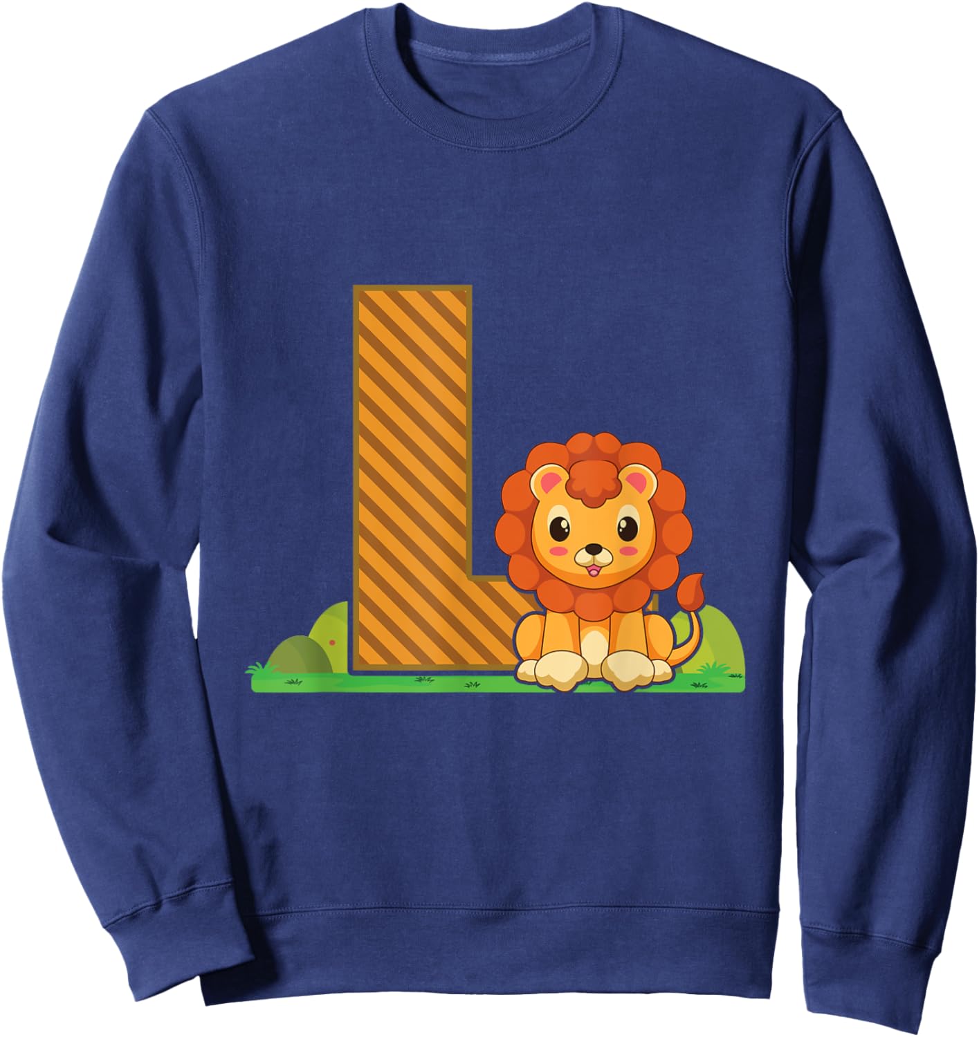 Letter L Lion Alphabet Last Name Consonant Initials Animal Sweatshirt - Sweatshirt | Navy