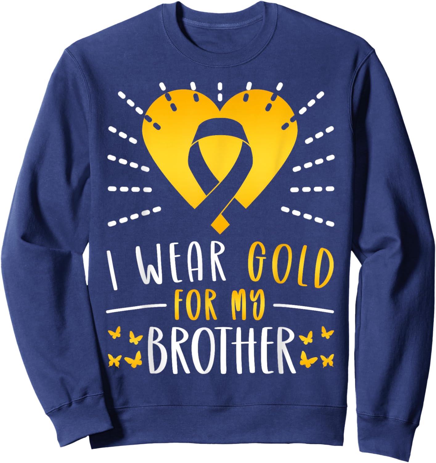 I Wear Gold For My Brother Heart Sweatshirt - Sweatshirt | Navy