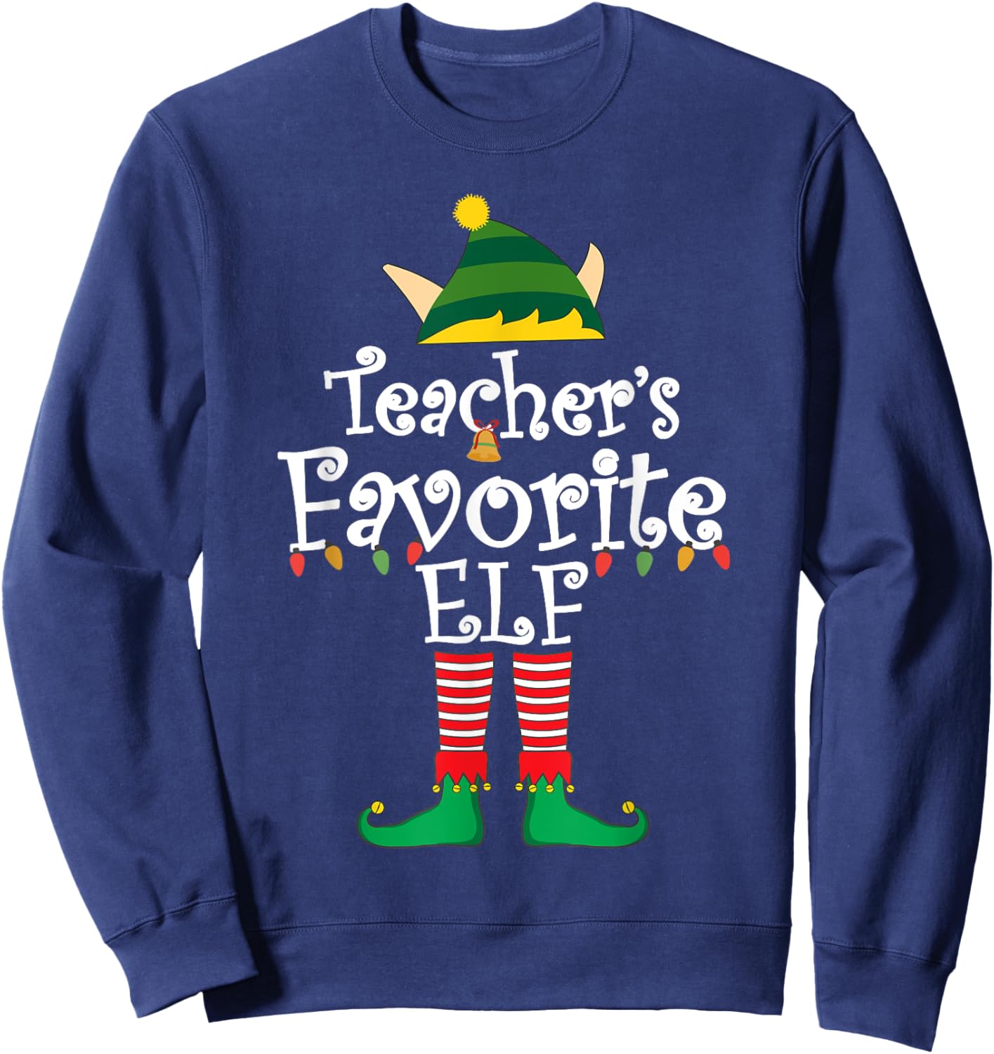 Teacher's Favorite Elf Funny Christmas Gifts For Kids Elf Sweatshirt - Sweatshirt | Navy