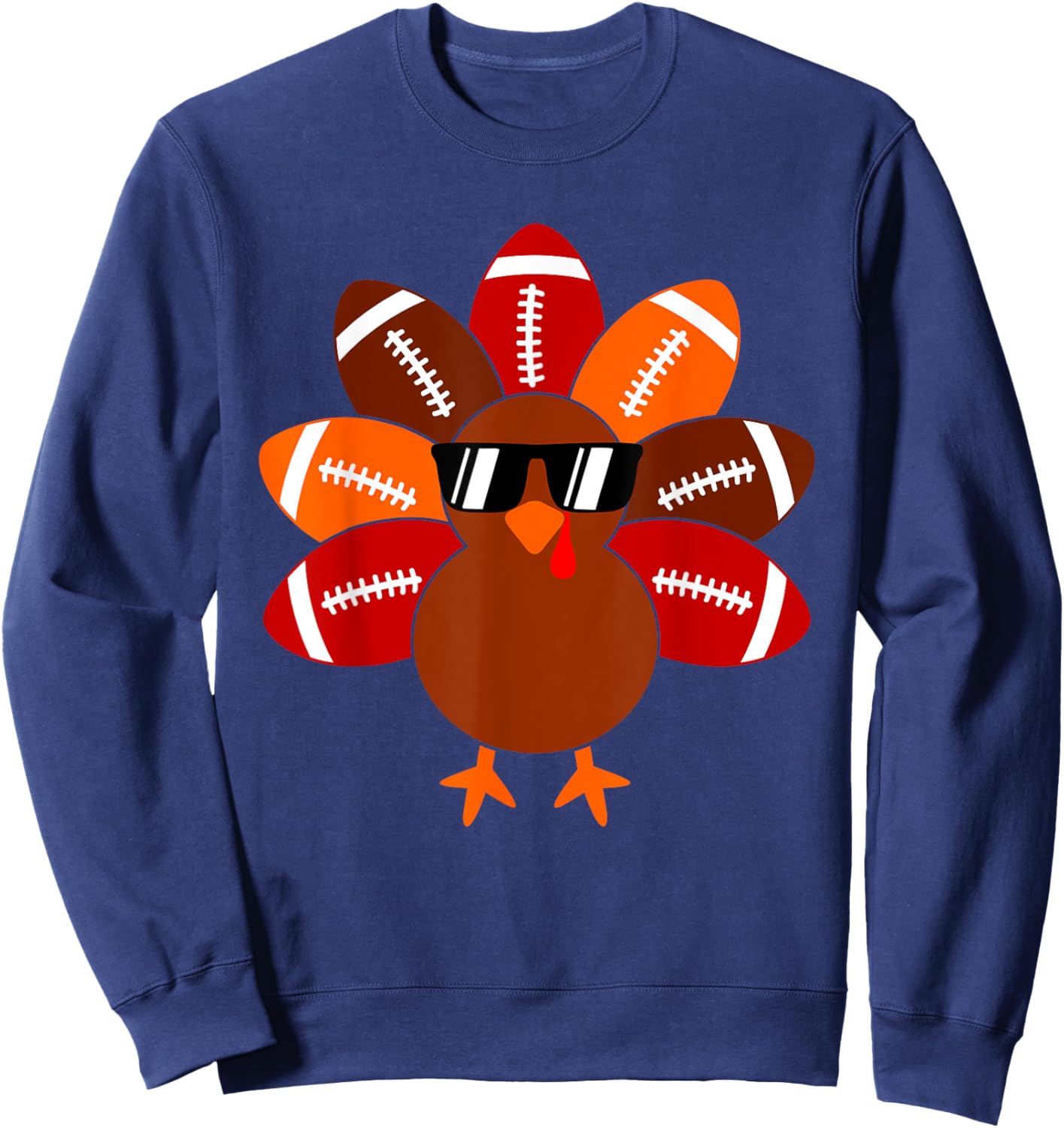 Football Turkey Balls Thanksgiving Shirt Boys Kids Men Women Sweatshirt - Sweatshirt | Navy