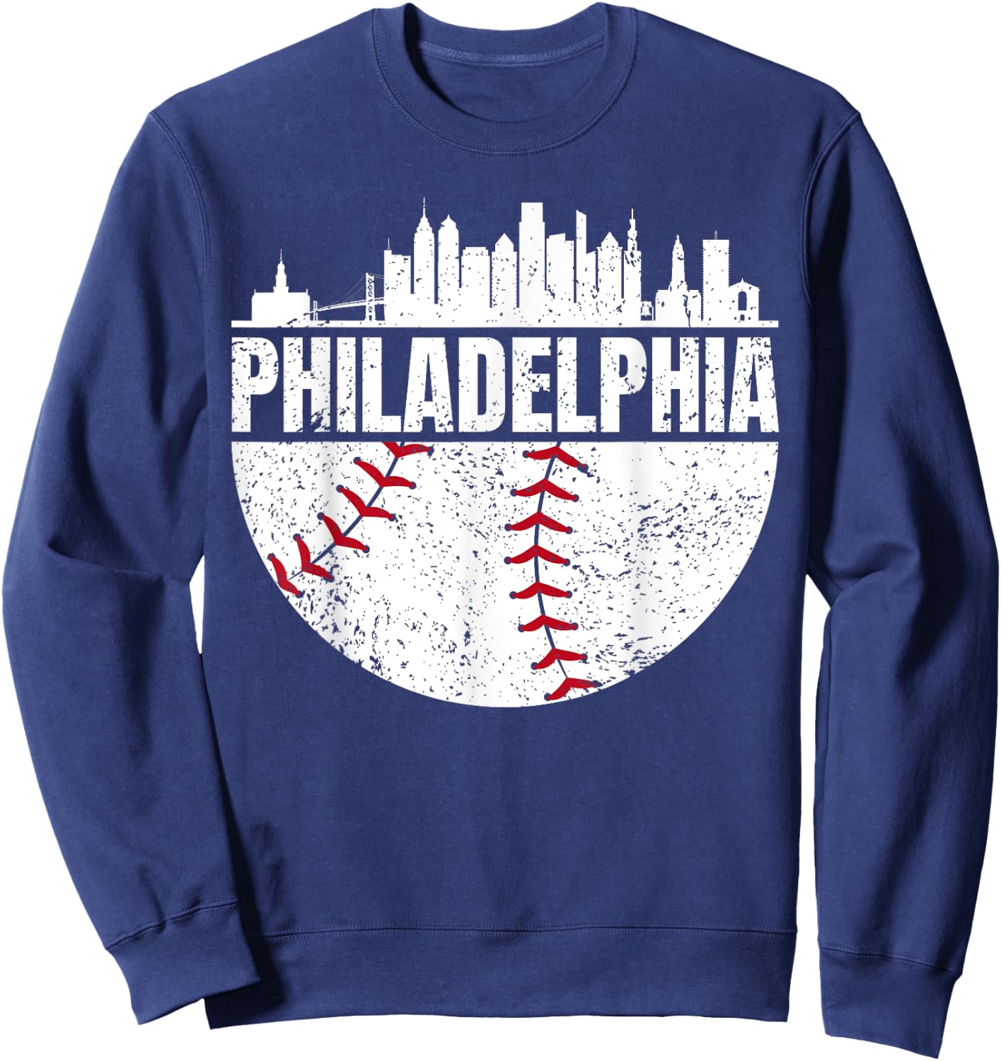 Vintage Philadelphia Skyline Baseball Retro Cityscap Sweatshirt - Sweatshirt | Navy