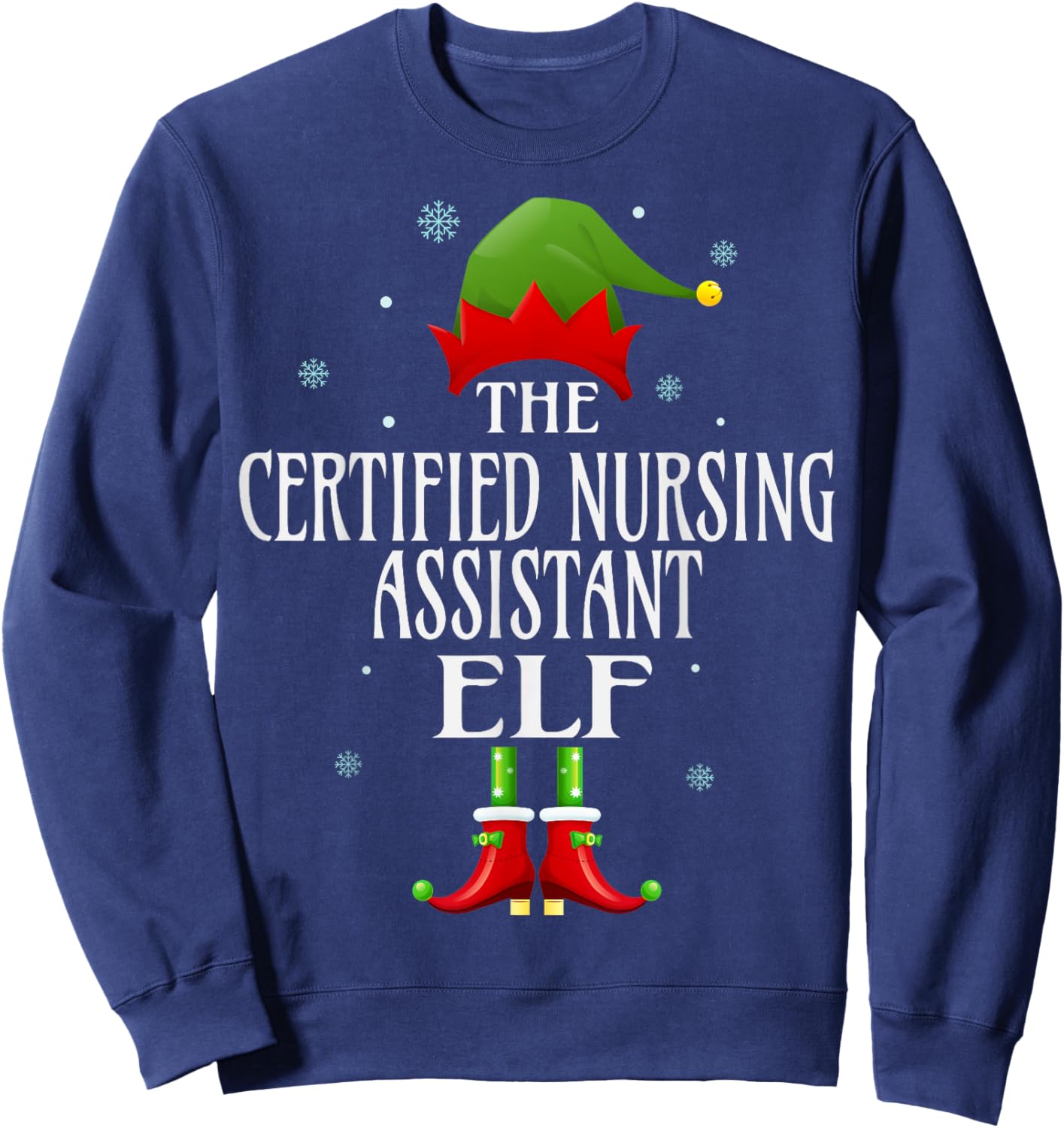 CNA Certified Nursing Assistant Elf Xmas Matching Christmas Sweatshirt - Sweatshirt | Navy