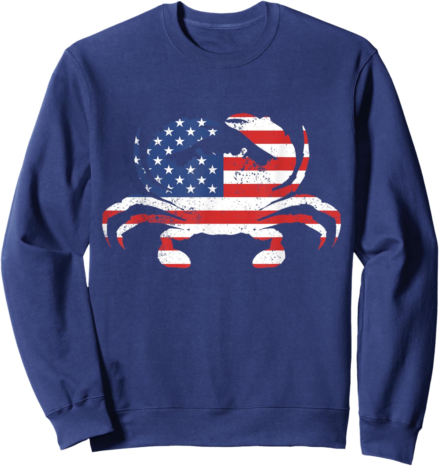 American Flag Crab Blue Crab Seafood USA Crab Meat Lover Sweatshirt - Sweatshirt | Navy