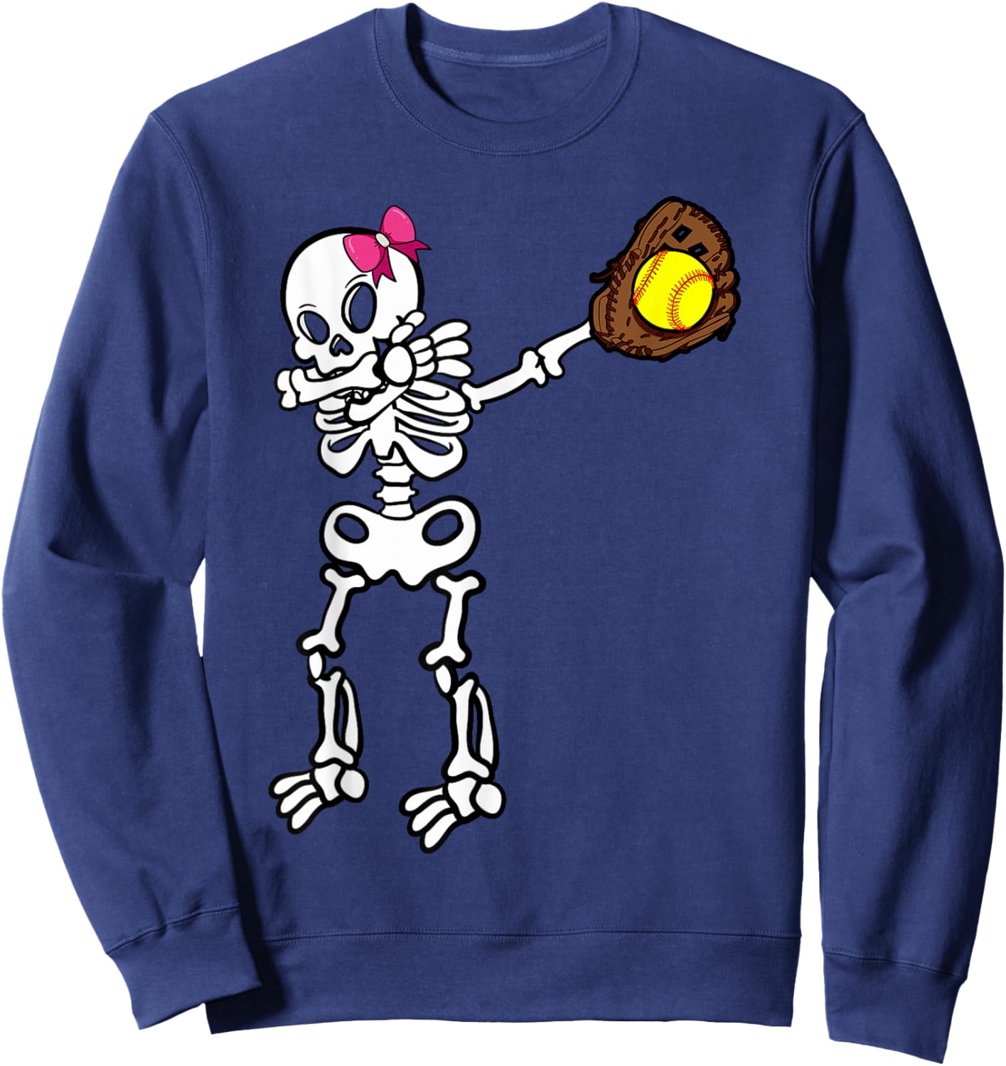 Softball Skeleton Dabbing Player Halloween Costume Party Sweatshirt - Sweatshirt | Navy