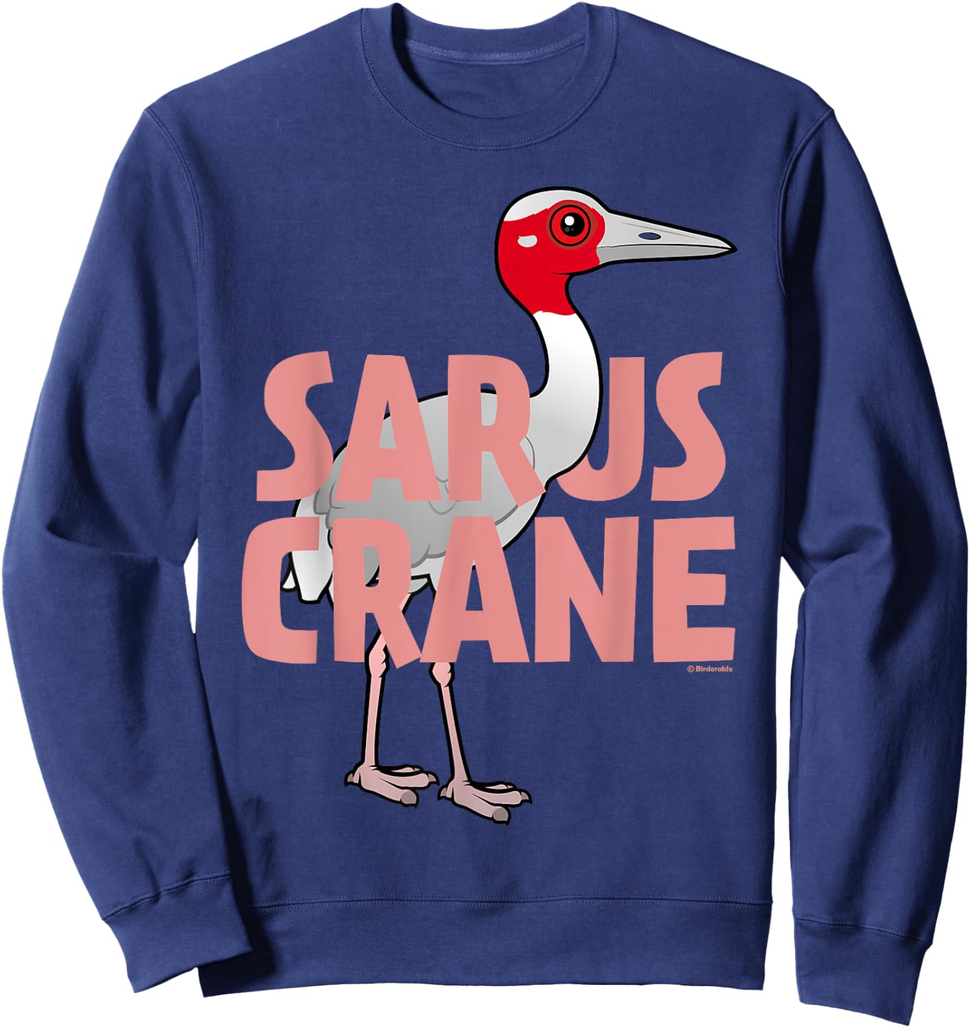 Cute Cartoon Jumbo Sarus Crane Bird Species Name Sweatshirt - Sweatshirt | Navy
