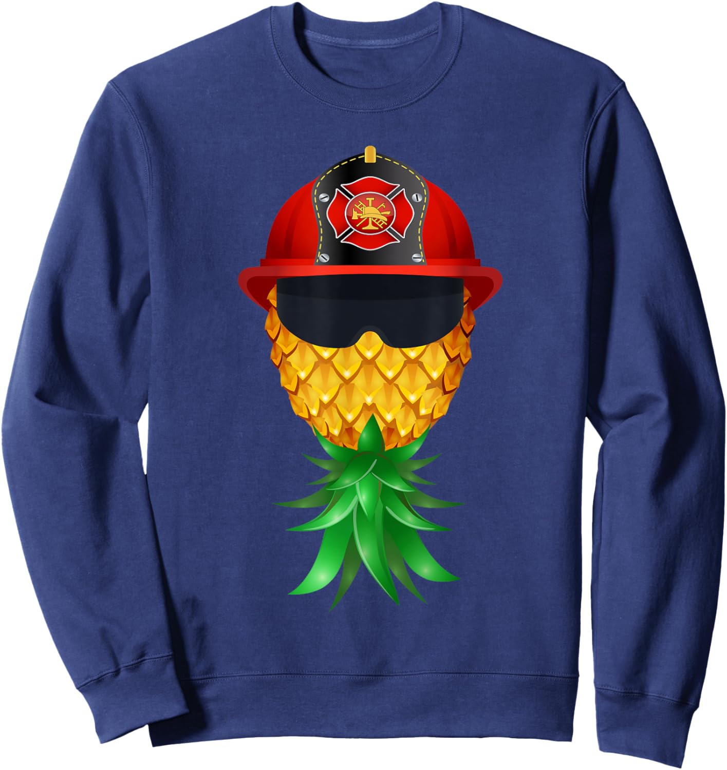Swinger Upside Down Pineapple Firefighter Red Helmet Sweatshirt - Sweatshirt | Navy