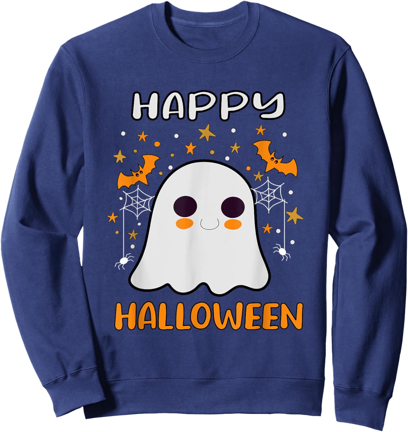 Happy Halloween Funny Halloween Ghost Cute Sweatshirt - Sweatshirt | Navy