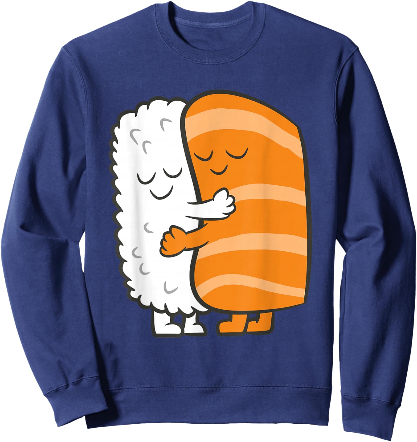 Sushi Hugging Kawaii Sushi Japanese Salmon Hugging Sushi Sweatshirt - Sweatshirt | Navy