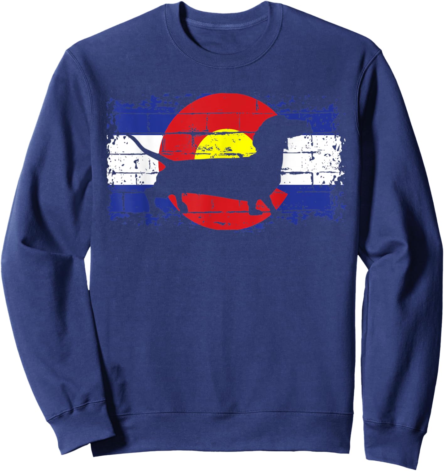 Colorado Flag Dachshund Wiener Dog Lover Pet Owner Doxie Men Women Sweatshirt - Sweatshirt | Navy