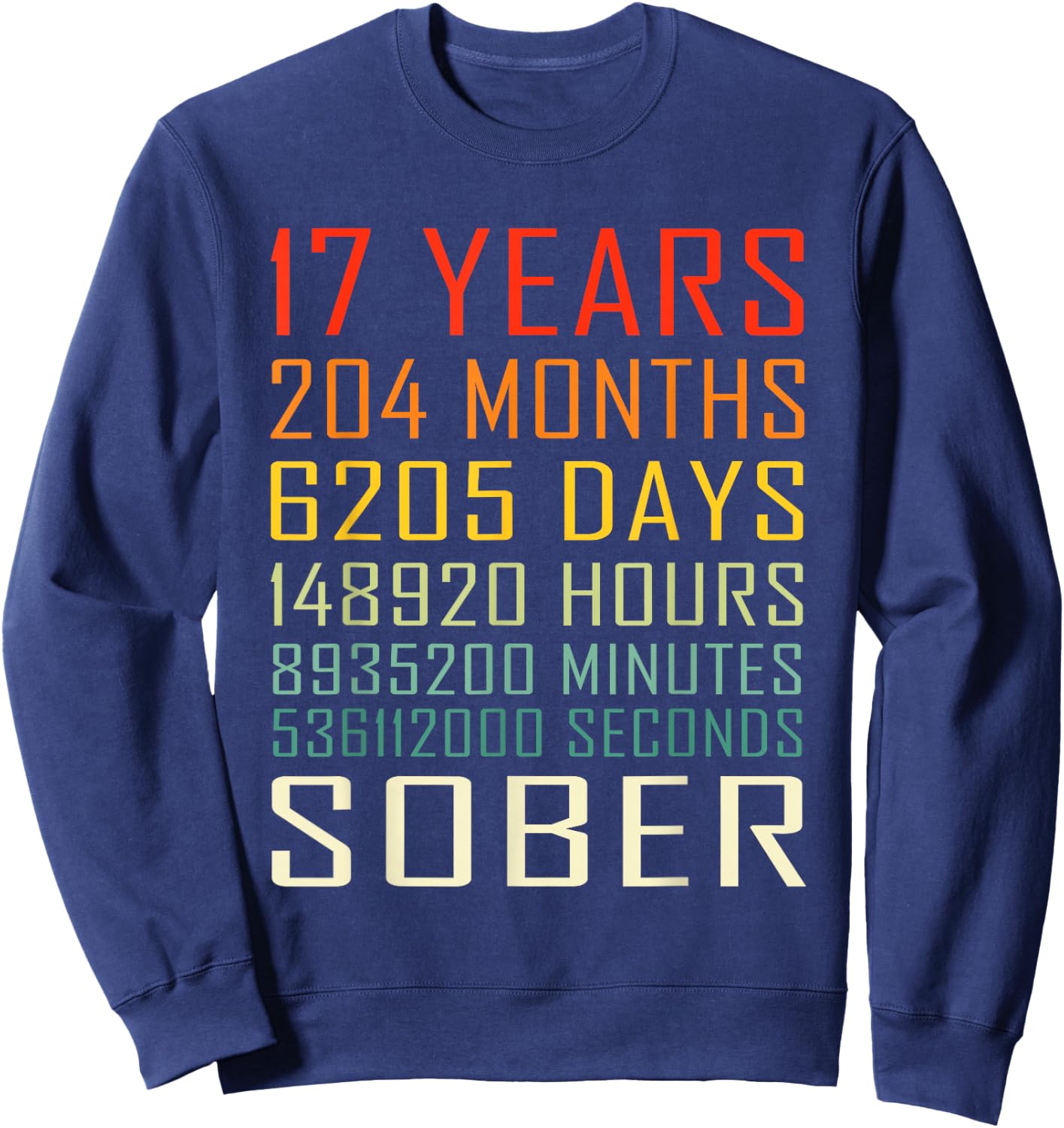17 Year Sobriety Anniversary Vintage 17 Years Sober Sweatshirt - Sweatshirt | Navy