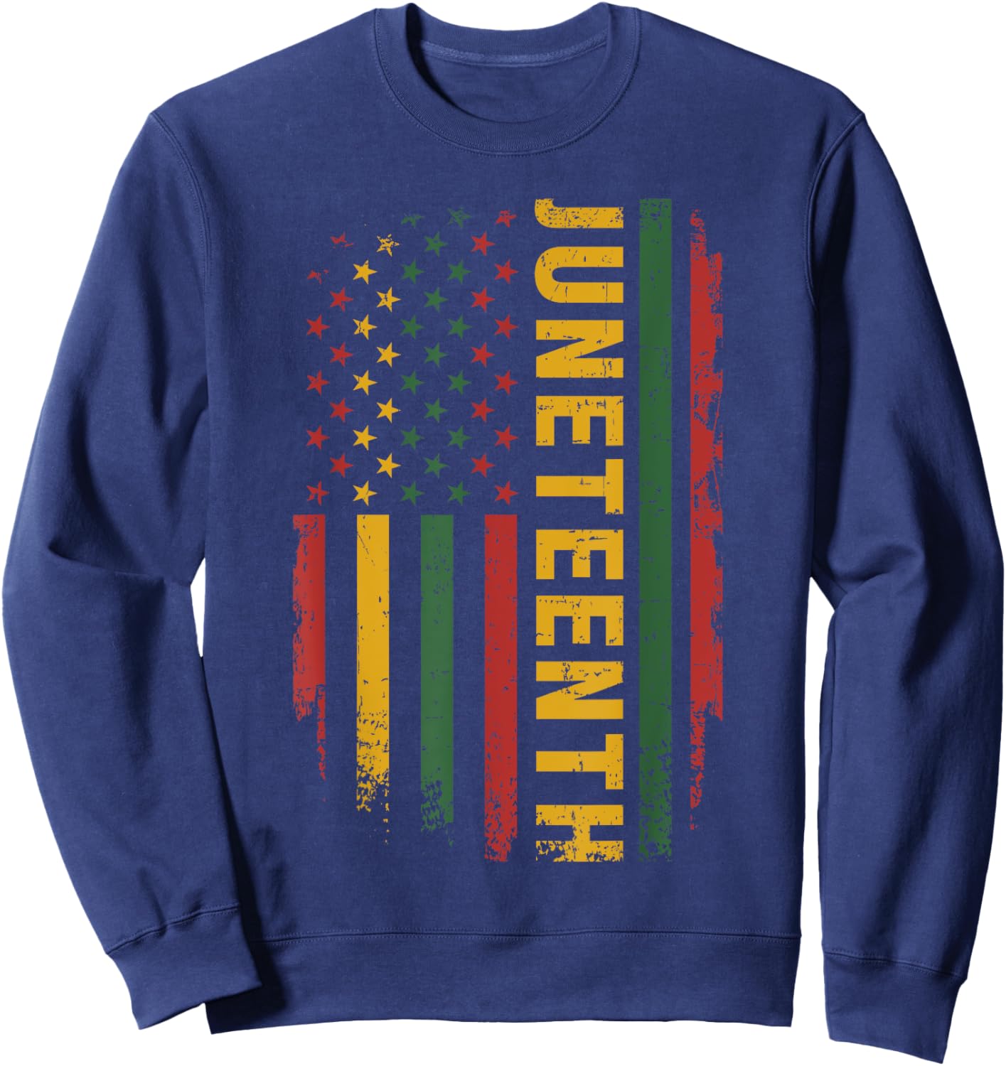 American flag pan african colors for celebrating Juneteenth Sweatshirt - Sweatshirt | Navy