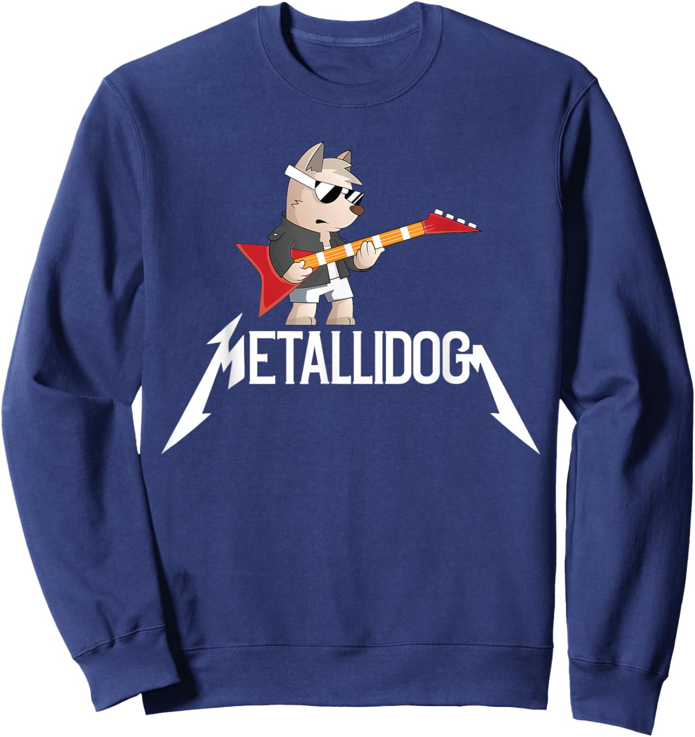 Metalli-Dog Funny Rocker Puppy Doggie Pet Rock Music Lover Women Girls Kids Sweatshirt - Sweatshirt | Navy