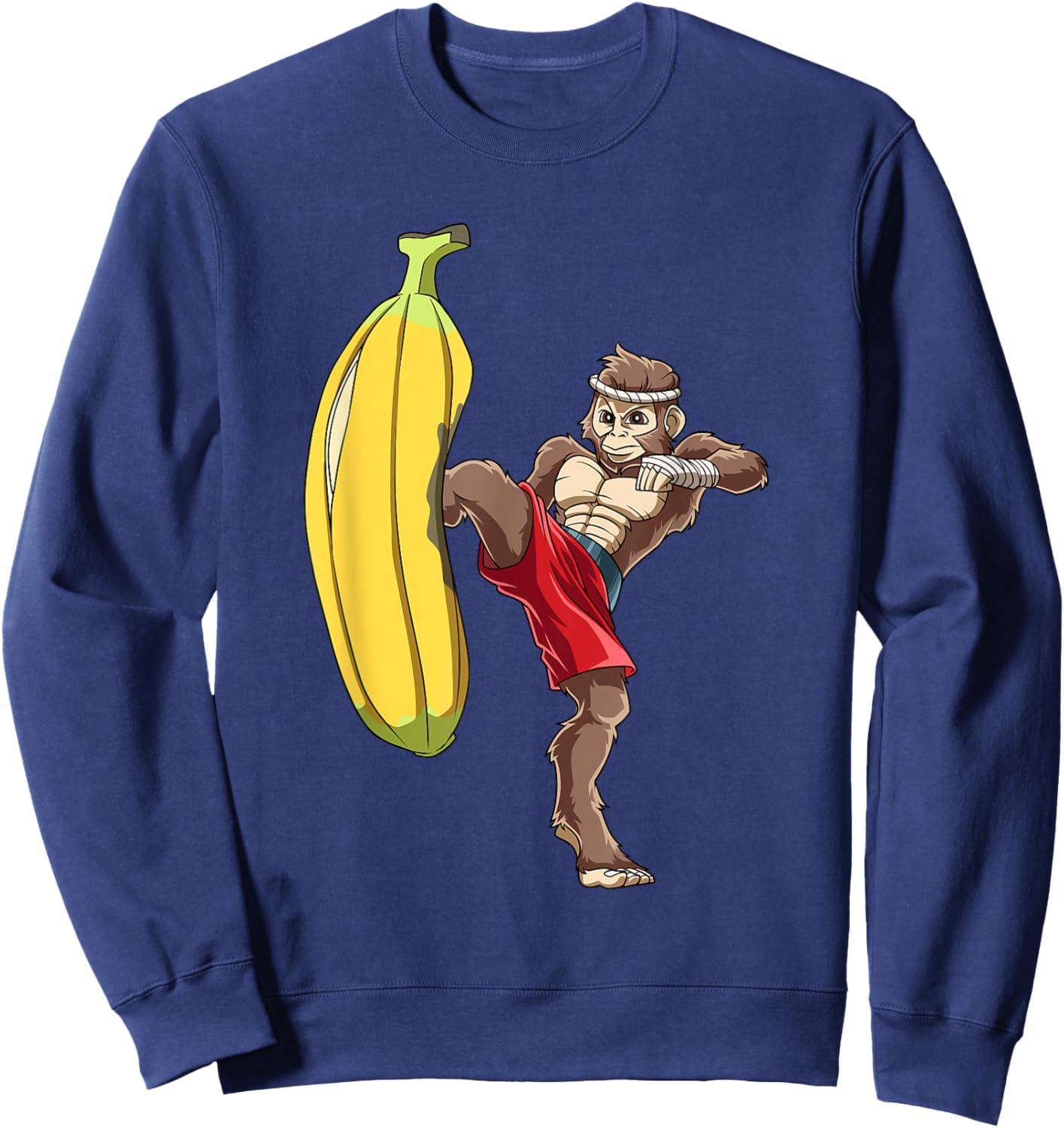 Funny Muay Thai Monkey - Thai Boxing Ape Sweatshirt - Sweatshirt | Navy